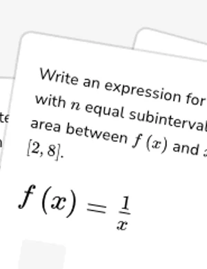 Write Riemann sums with n subintervals in summation notation worksheet preview