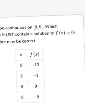 Apply the Intermediate Value Theorem with multiple intervals worksheet preview
