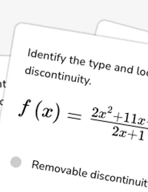 Classify discontinuity given a function worksheet preview