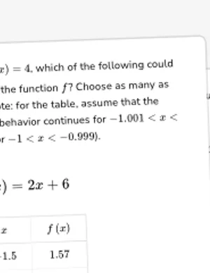 Connect graphs and tables of limits worksheet preview