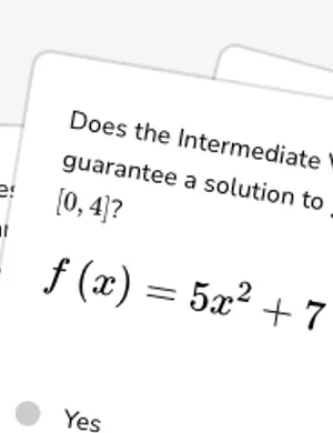 Apply the Intermediate Value Theorem with a specified function worksheet preview