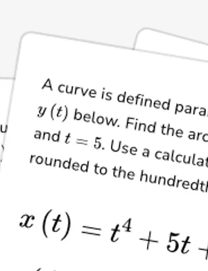 Find arc length of parametric curves using a calculator worksheet preview