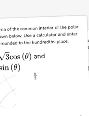 Find area of common interior of polar curves worksheet preview