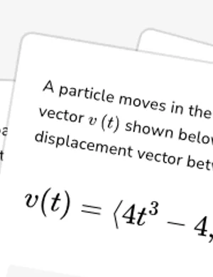 Evaluate distance and displacement given velocity vector functions worksheet preview