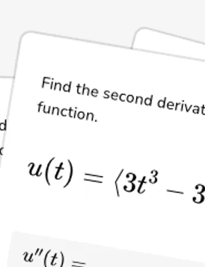 Find second derivative of vector-valued functions worksheet preview