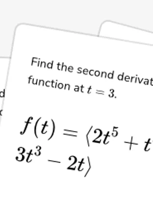 Find second derivative of vector-valued functions at a given t worksheet preview
