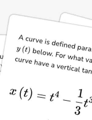 Find value of t in parametric curve for given slopes worksheet preview