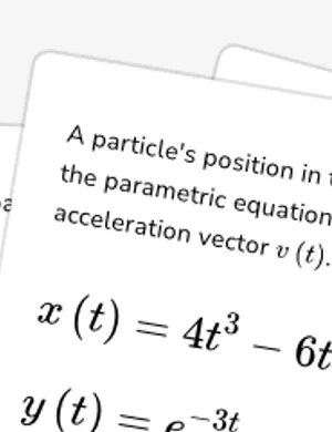 Write acceleration vector from parametric equations worksheet preview