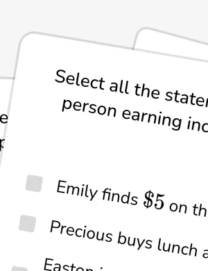 Understand earning and spending worksheet preview