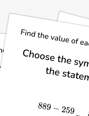 Compare and complete addition-subtraction equations worksheet preview