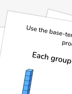 Multiply two-digit by one-digit numbers with base-ten blocks worksheet preview