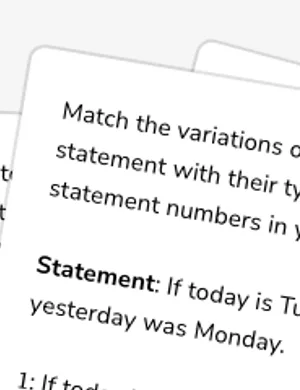 Use vocabulary and definitions for mathematical logic (tilde symbol for logical negation) worksheet preview