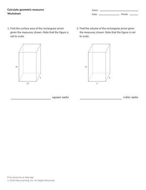 Calculate geometric measures worksheet preview
