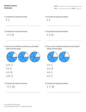 Multiply fractions worksheet preview