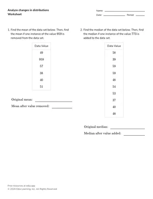 Analyze changes in distributions worksheet preview