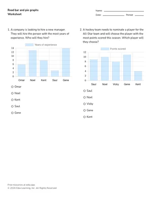 Read bar and pie graphs worksheet preview