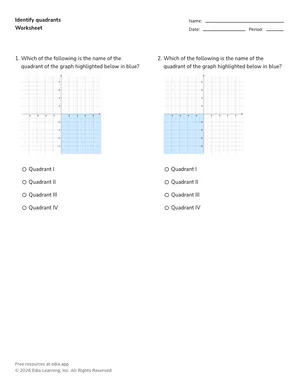 Identify quadrants worksheet preview