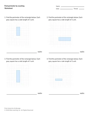 Find perimeter by counting worksheet preview