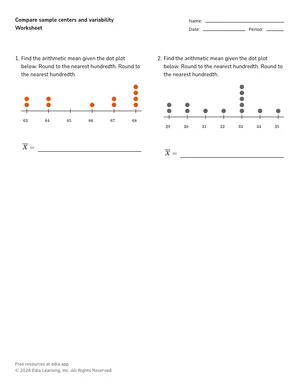 Compare sample centers and variability worksheet preview