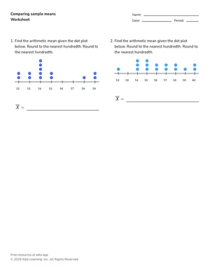 Comparing sample means worksheet preview