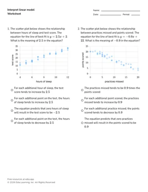 Interpret linear model worksheet preview