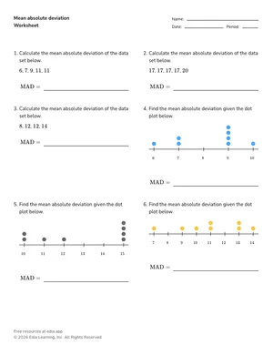 Mean absolute deviation worksheet preview