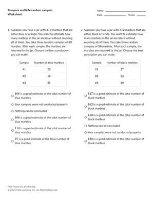 Compare multiple random samples worksheet preview