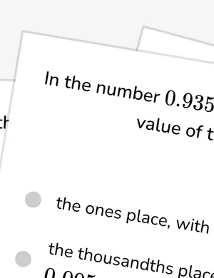 Ten-to-one place value relationship for decimals worksheet preview