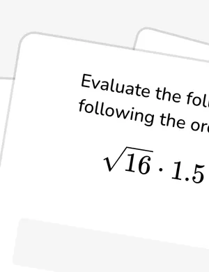 Operations with rational numbers including exponents and radicals (4 to 6 steps) worksheet preview
