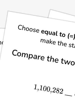 Compare and order whole numbers up to seven digits worksheet preview