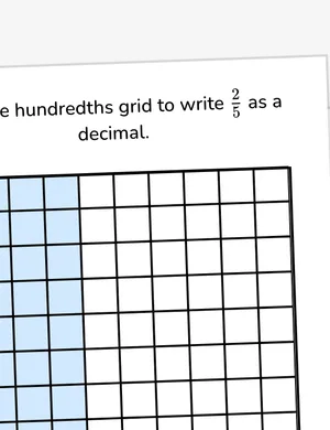 Represent fractions as decimals with models worksheet preview