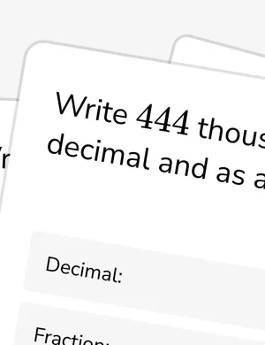 Write decimals and fractions from words worksheet preview