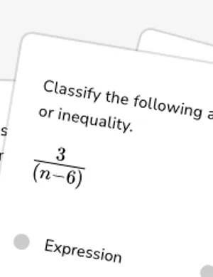 Identify expressions, equations, and inequalities worksheet preview