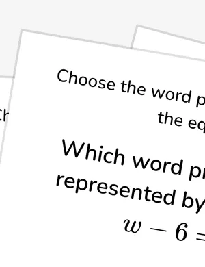 Match a word problem to an equation worksheet preview