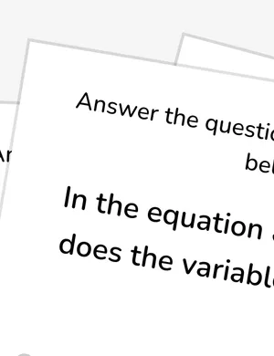 Understand a variable as an unknown quantity worksheet preview