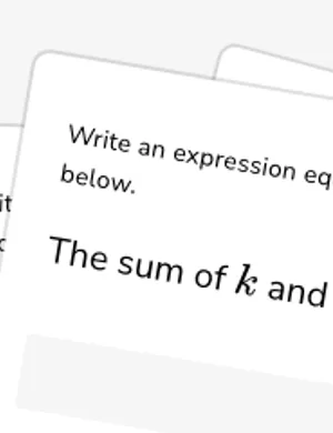 Write basic expressions with variables from descriptions worksheet preview