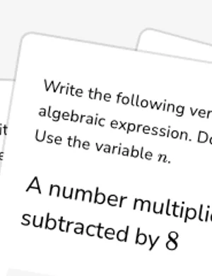 Write complex expressions and sentences with variables from descriptions worksheet preview