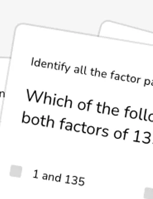 Identify factor pairs worksheet preview