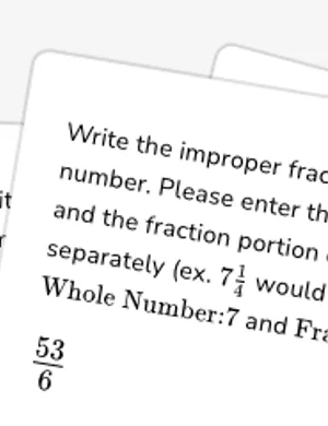 Convert between mixed numbers and improper fractions worksheet preview