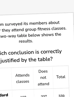 Justify conclusions from two-way tables worksheet preview