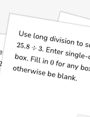 Divide decimals using long division worksheet preview
