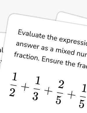 Operations with three or more fractions and mixed numbers worksheet preview