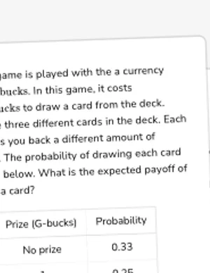 Determine the expected payoff worksheet preview