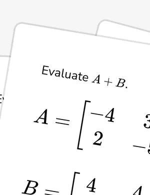 Add and subtract matrices (brackets) worksheet preview