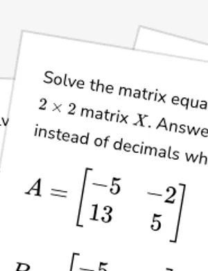 Matrix equations worksheet preview
