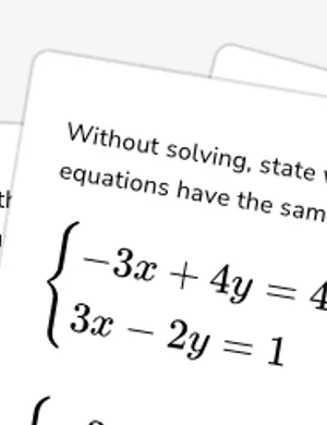 Systems of equations with same solutions worksheet preview