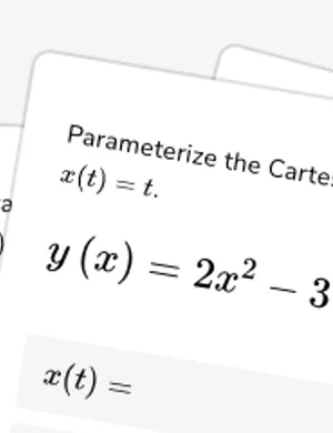 Parameterizing a Cartesian equation worksheet preview