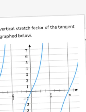Identify the shift and stretch of tangent functions from a graph worksheet preview
