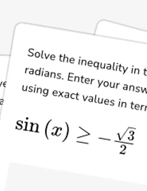 Solve trigonometric inequalities worksheet preview