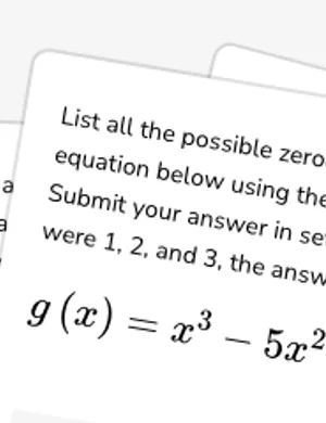 Find potential zeros with the Rational Zeros Theorem worksheet preview
